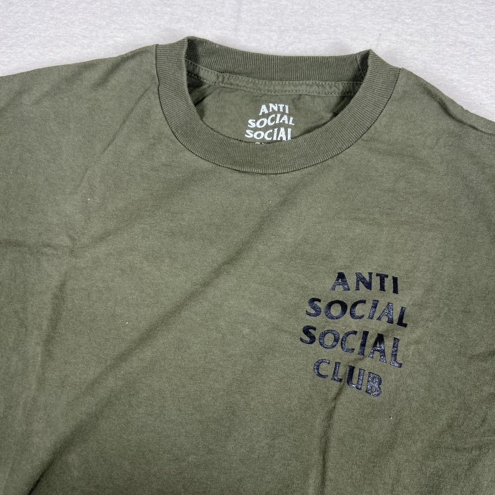 Anti‎ Social Social Club Shirt Mens Medium Olive Green USA Graphic Streetwear